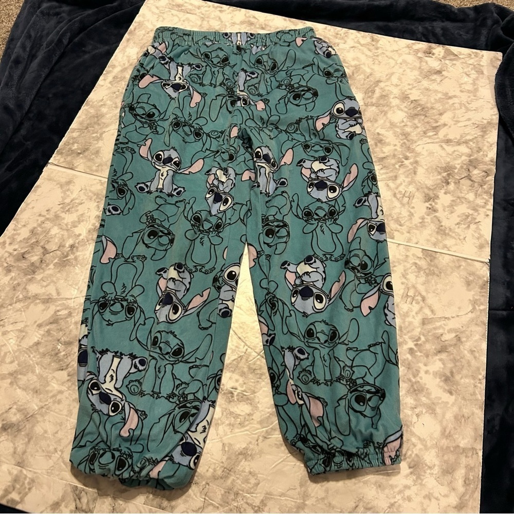 Women’s Disney Blue Stitch Fleece Pajama Pants Size XS 0-2